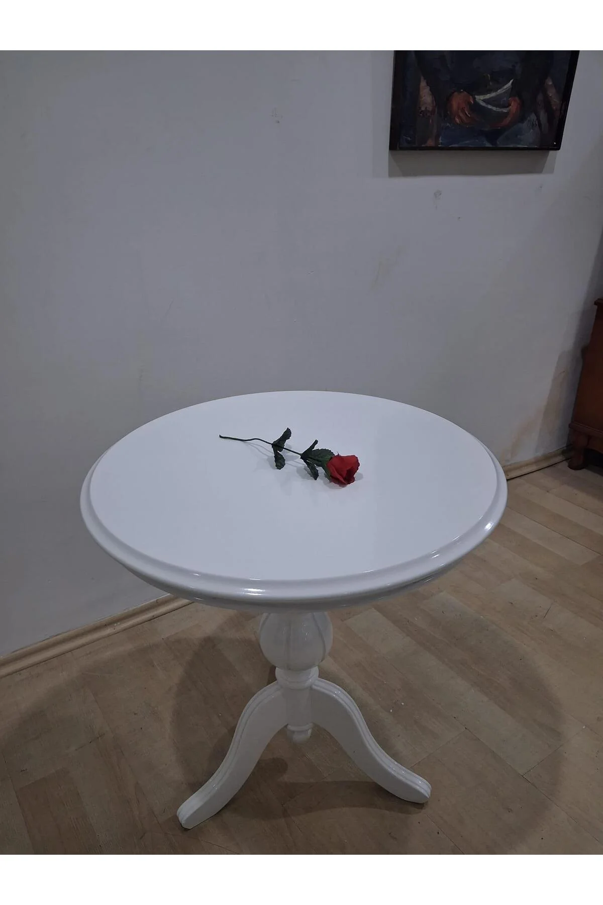 Fiskos 17361 Baba ayak Model Parlak Kaplama Kayın ayak ve tabla Beyaz EL Yapım - Görsel 6