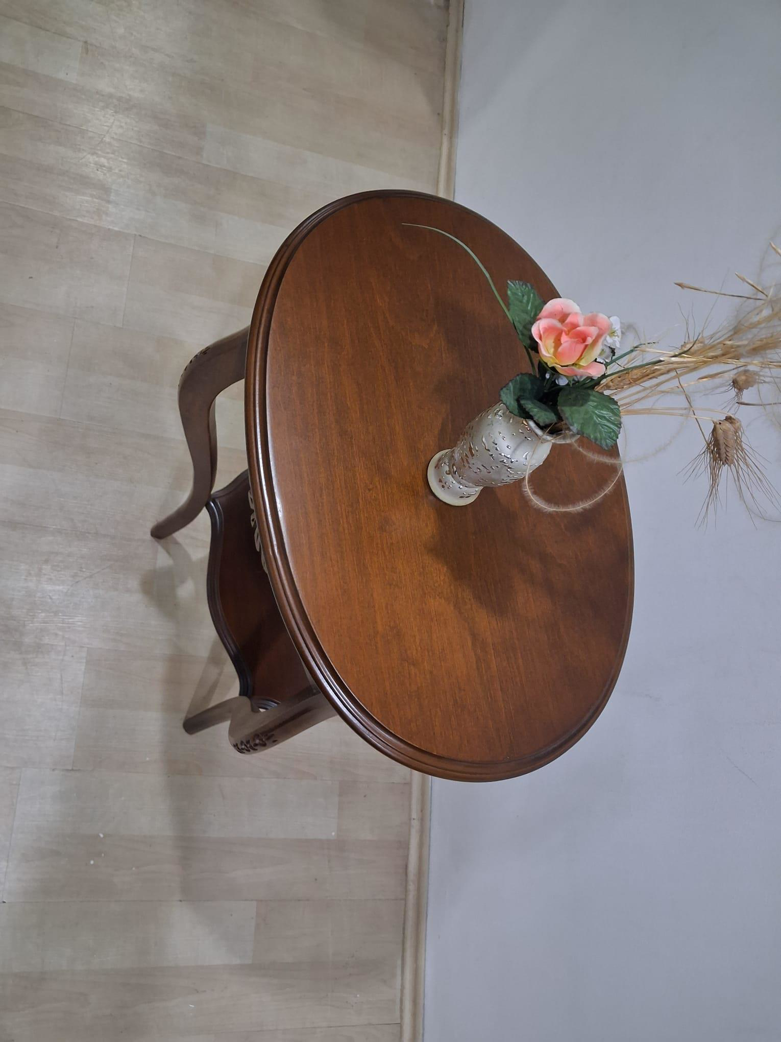 Fiskos Çiçeklik 12568 Oyma OVAL Model  Kayın Ayak Parlak Ceviz MD