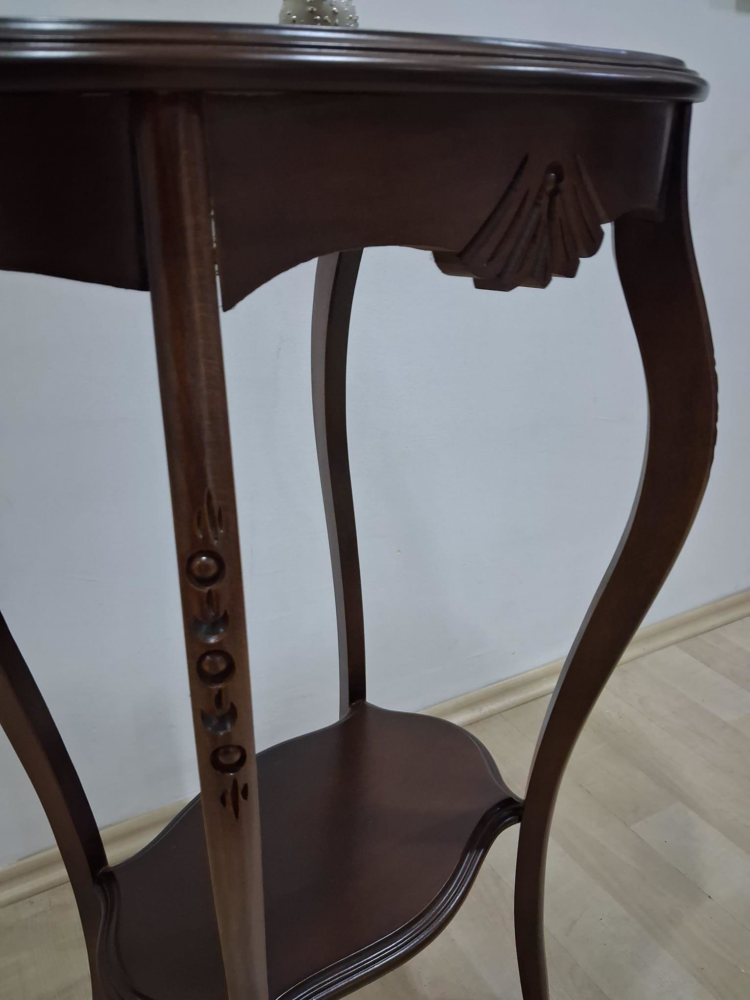 Fiskos Çiçeklik 12568 Oyma OVAL Model  Kayın Ayak Parlak Ceviz MD