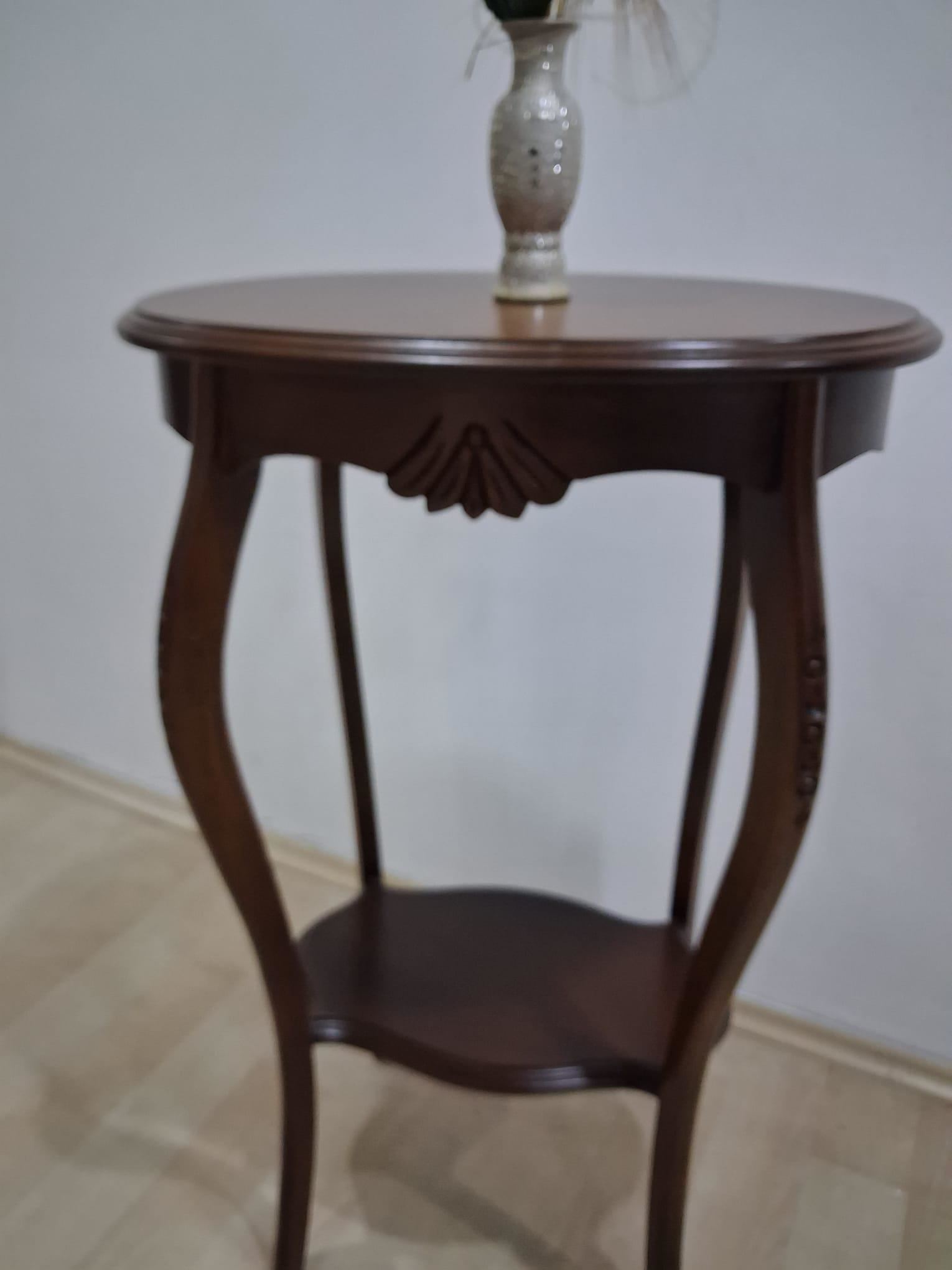 Fiskos Çiçeklik 12568 Oyma OVAL Model  Kayın Ayak Parlak Ceviz MD