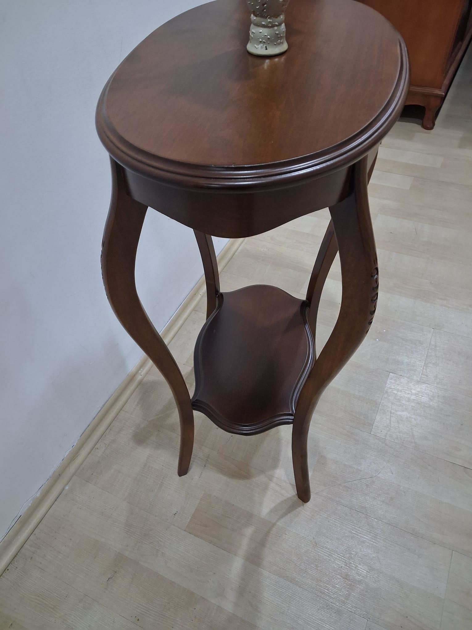 Fiskos Çiçeklik 12568 Oyma OVAL Model  Kayın Ayak Parlak Ceviz MD