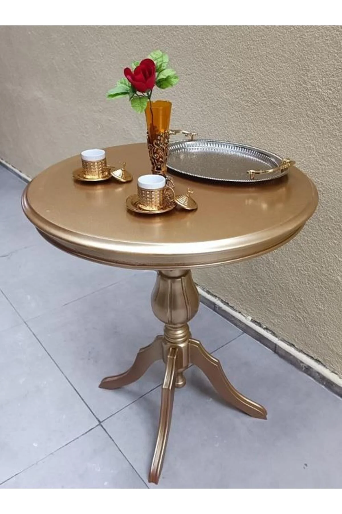 Fiskos Sehpa EKO 90503 Baba 4Ayak 65 CM Hareketli MDF Tabla Parlak Gold El Yapım - Görsel 2