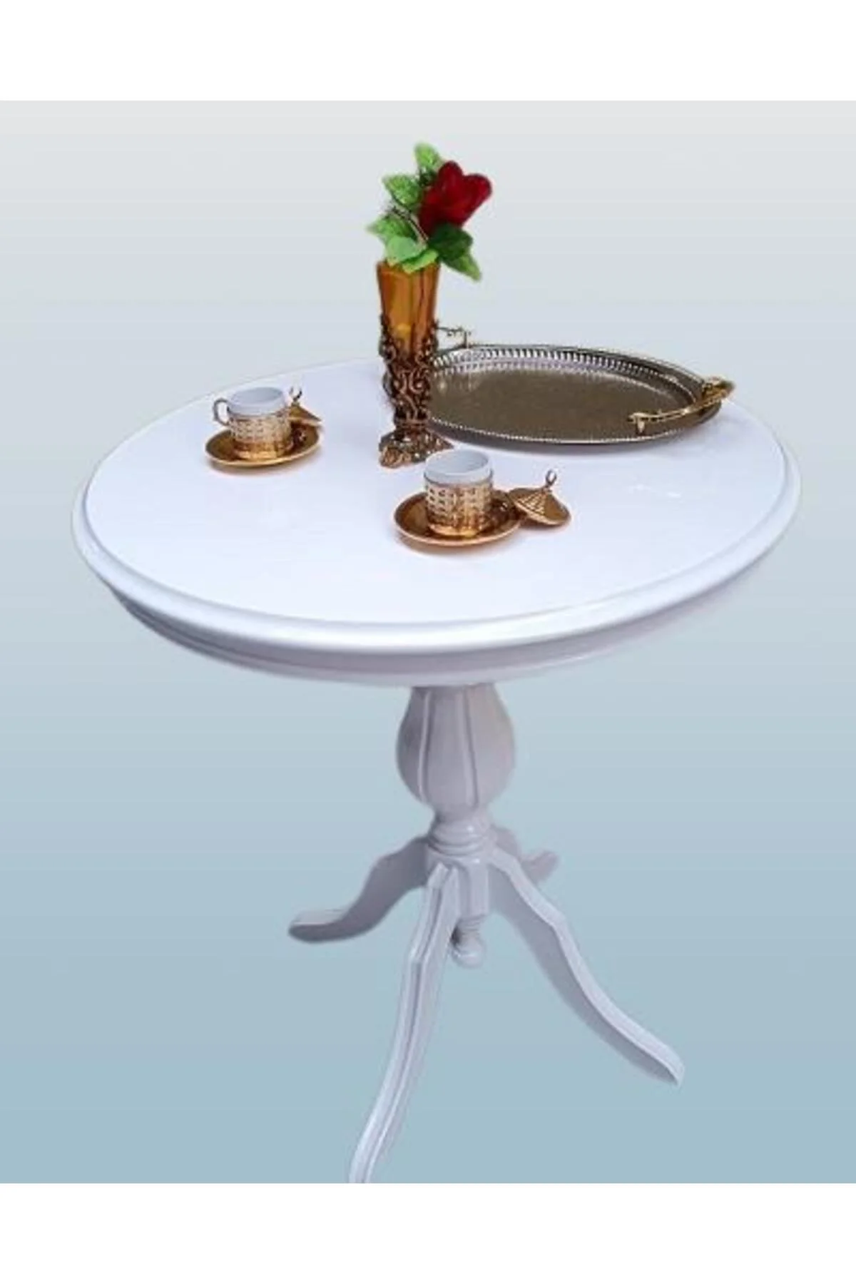Fiskos Sehpa EKO 90504 Baba 4Ayak 65 CM Hareketli MDF Tabla Parlak Beyaz El Yapım - Görsel 6