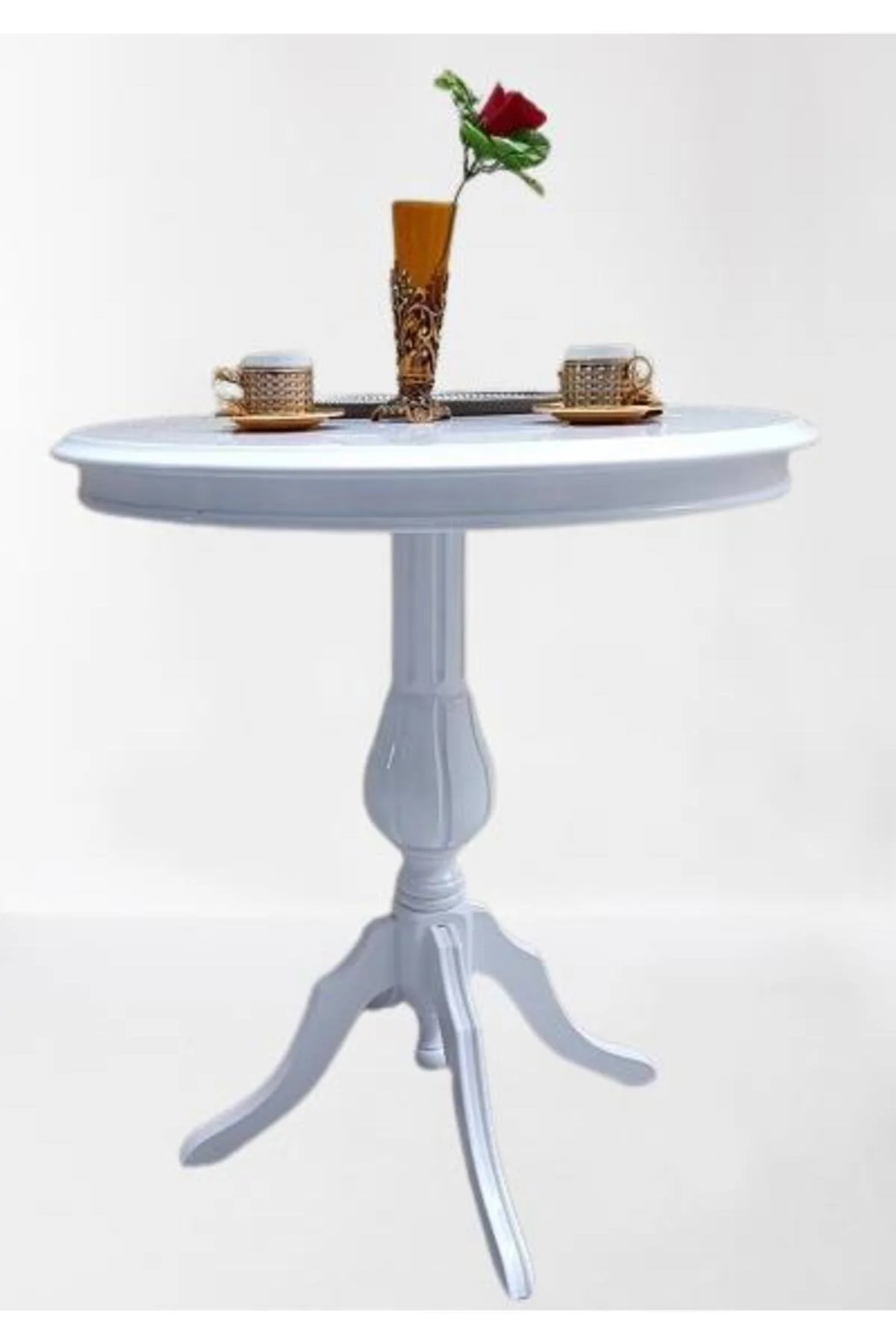 Fiskos Sehpa EKO 90504 Baba 4Ayak 65 CM Hareketli MDF Tabla Parlak Beyaz El Yapım - Görsel 4