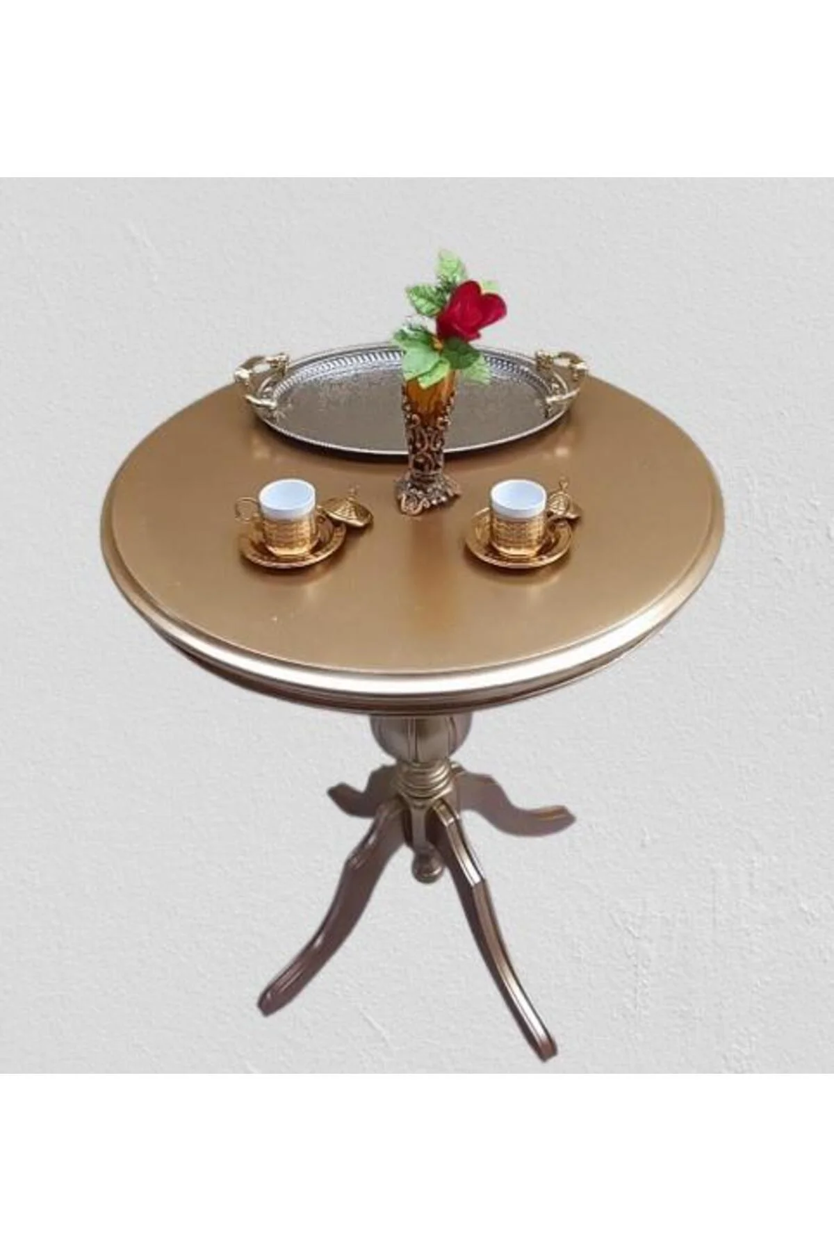 Fiskos Sehpa EKO 90503 Baba 4Ayak 65 CM Hareketli MDF Tabla Parlak Gold El Yapım - Görsel 6