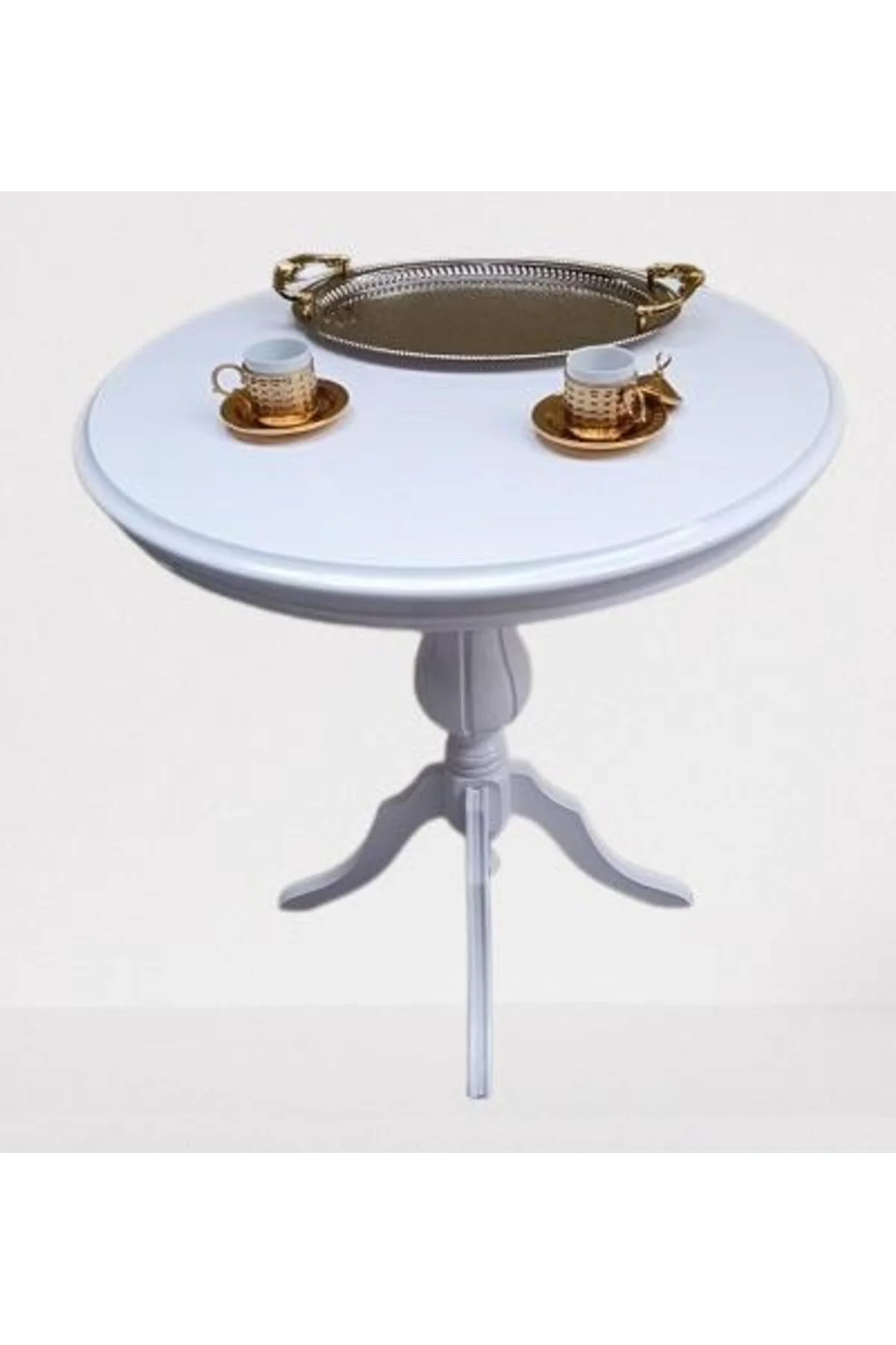 Fiskos Sehpa EKO 90504 Baba 4Ayak 65 CM Hareketli MDF Tabla Parlak Beyaz El Yapım - Görsel 7