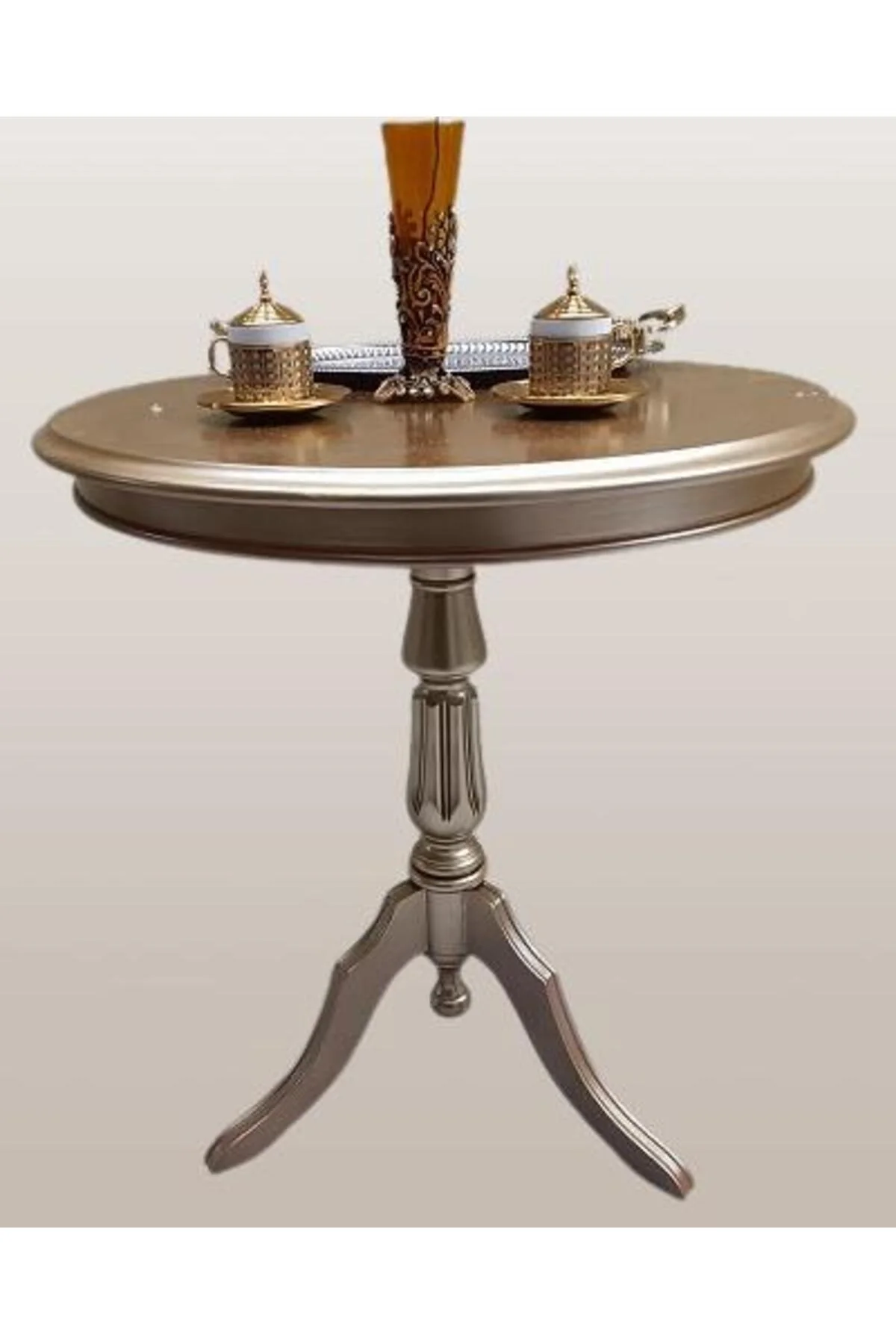 Fiskos Sehpa EKO 90501 Baba 3 Ayak 60CM Hareketli MDF Tabla Parlak Gold El Yapm - Görsel 7