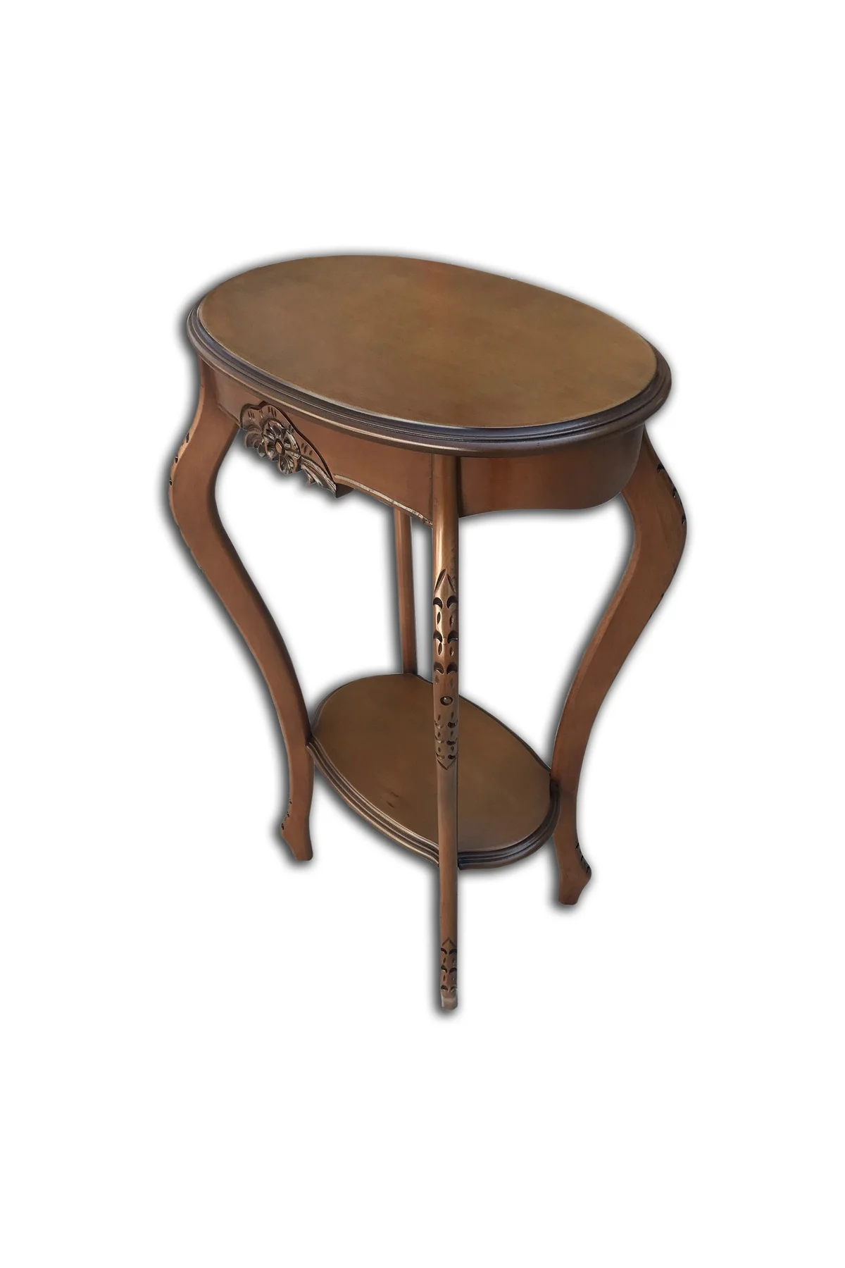 Fiskos Sehpa Oyma Model Parlak Kaplama MDF tabla Kayın ayak Parlak Ceviz 13711 - Görsel 2
