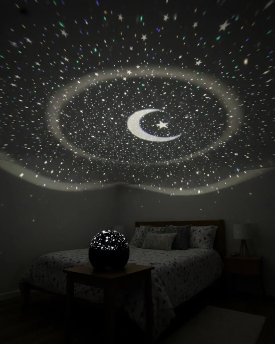 Fişli Yıldız Projektör Müzikli Gece Lambası - USB Sesli ve Tarihli Atmosfer