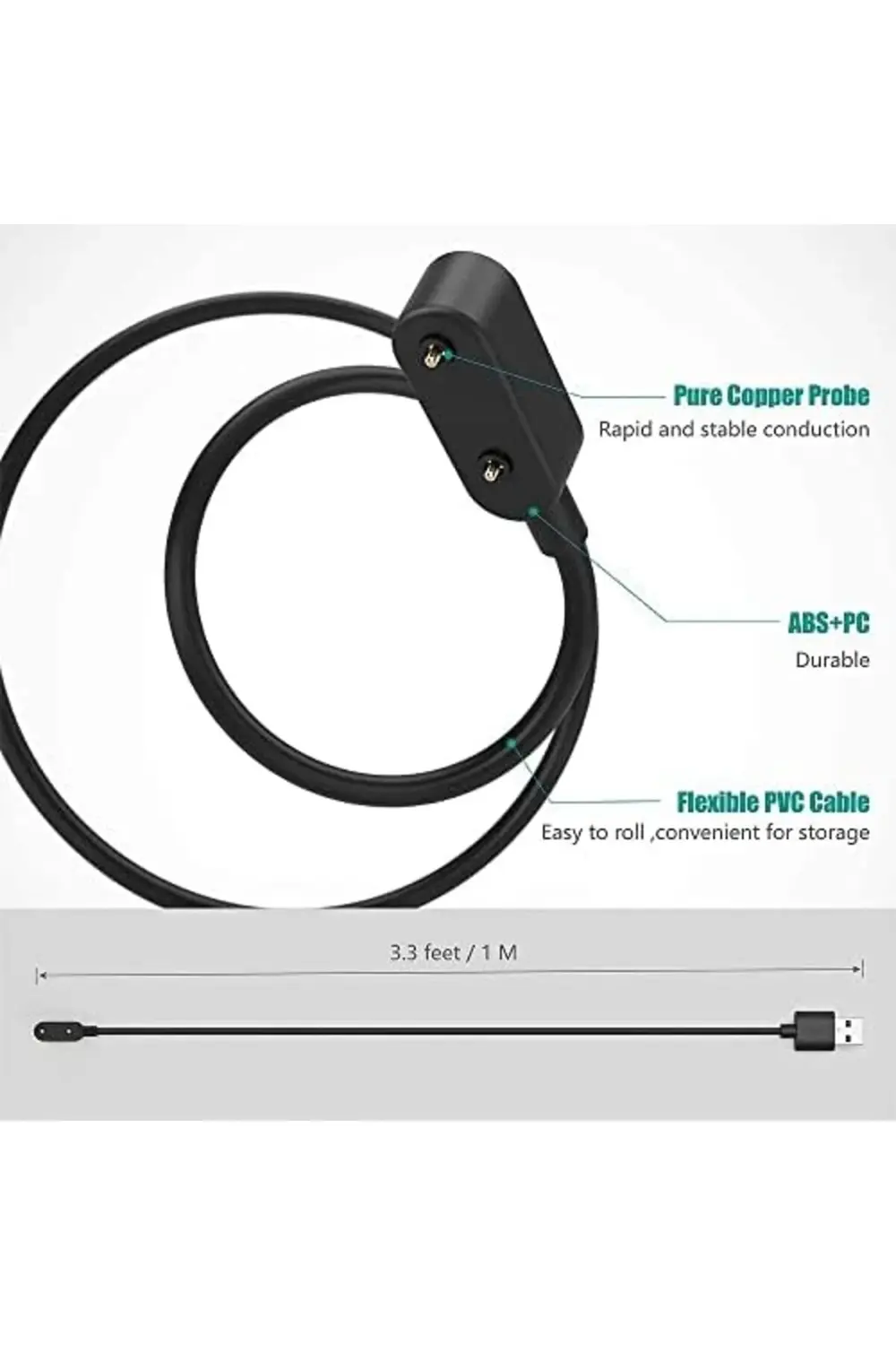 Fit ile uyumlu Akıllı Saat için Manyetik Usb Şarj Kablosu Fit ile