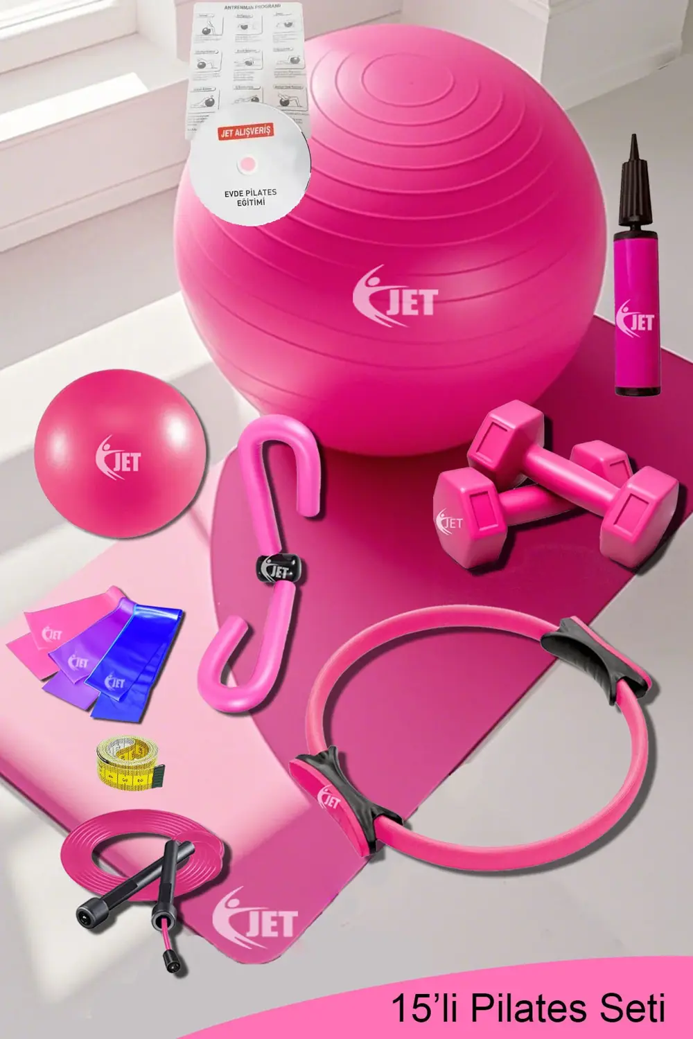 Fit Pilates Seti 15'li Pilates Set Pilates Topu Çember Dambıl Min