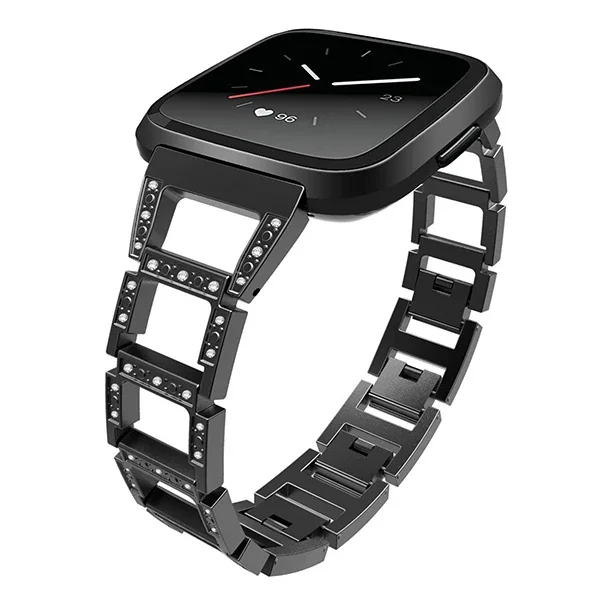 Fitbit Versa Metal Diamond İşlemeli Akıllı Saat Kayış Kordon-1852