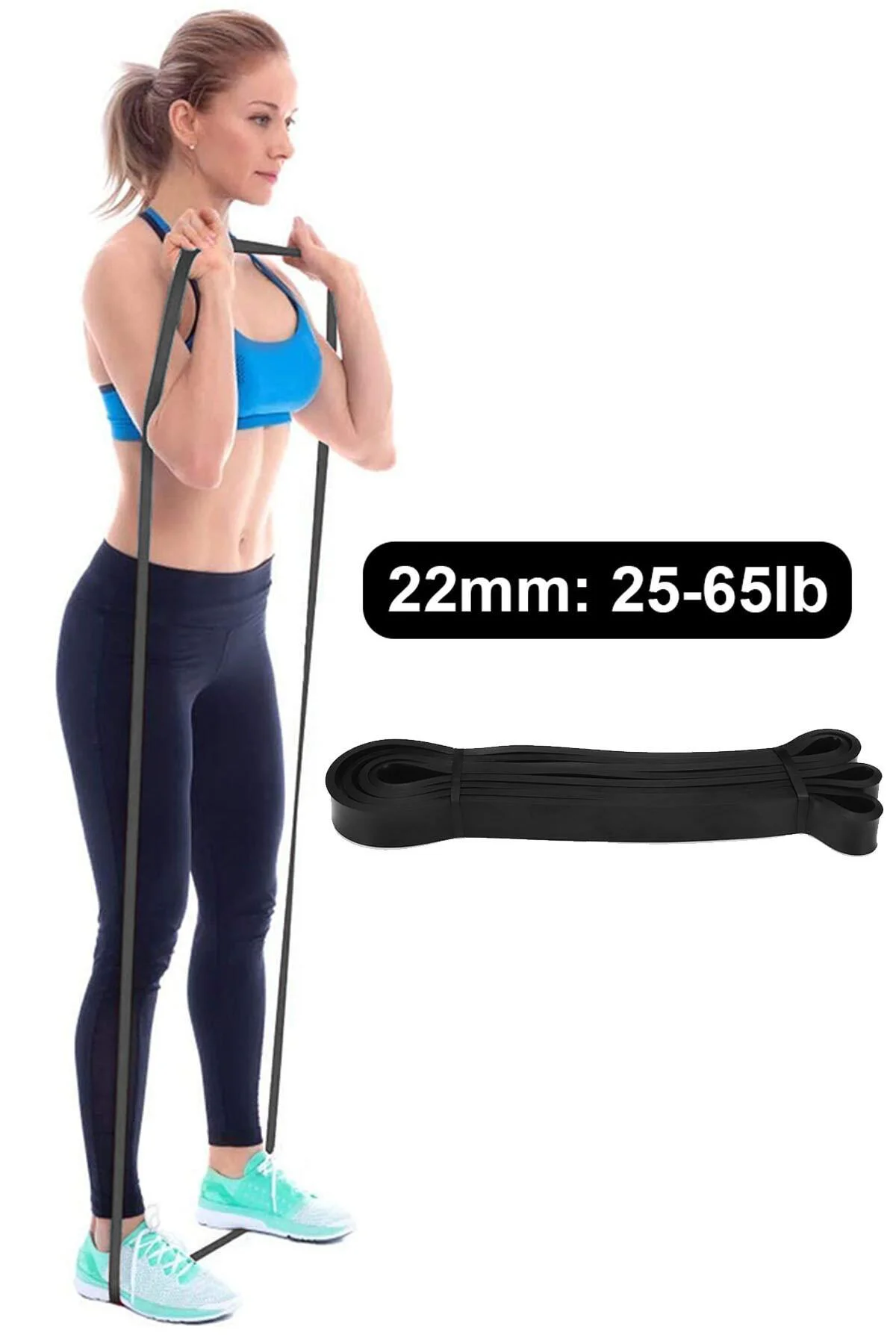 Fitness Resistance Powerband 22 Mm Siyah Güç Bandı Sert Direnç La