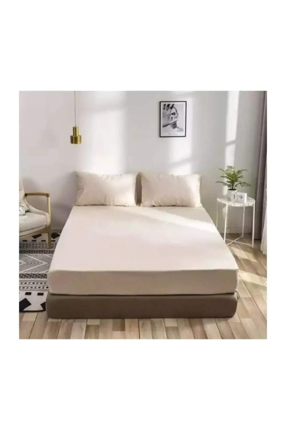 Fitted Çarşaf Seti Ranforce Tek Kişilik Bej V52 100x200