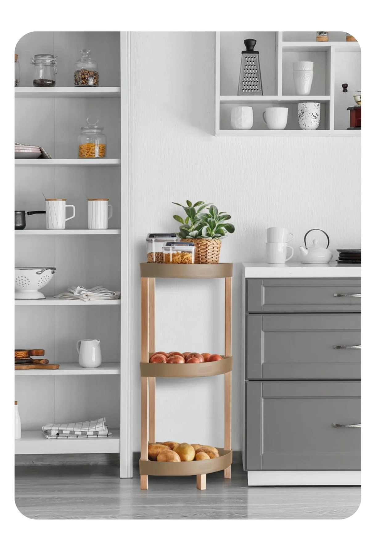 Fıx-2002 Modüler 3 Katlı Köşe Raf ,organizer Banyo Rafı