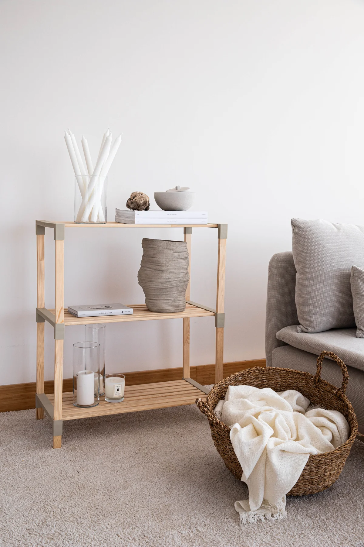 FIX-2006-3 Çok Amaçlı Modüler 3 Katlı Ahşap Raf