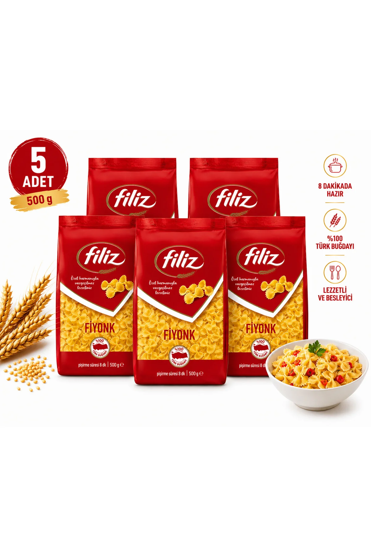 Fiyonk Makarna 500 g 5 Adet - Güven Bitkisel