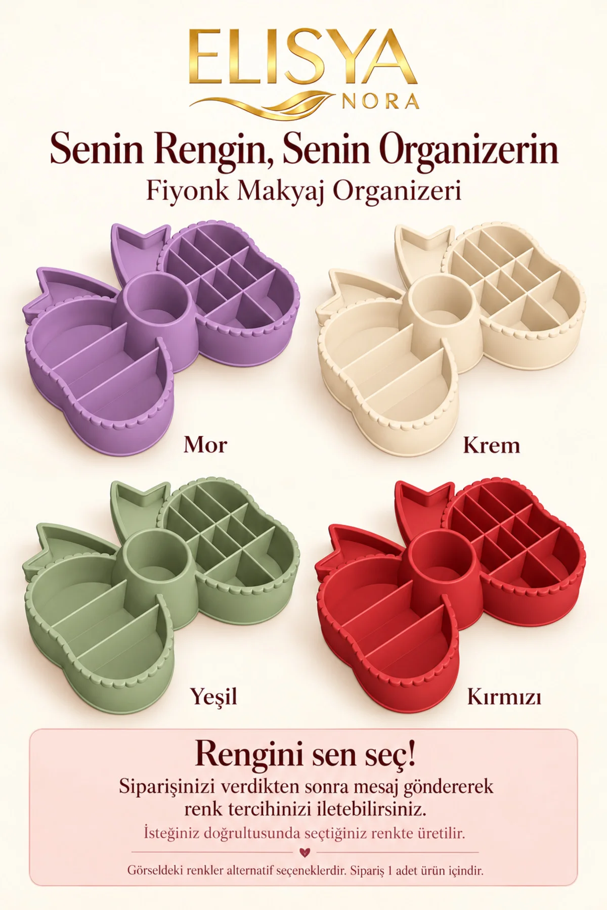 Fiyonk Makyaj Organizeri Bölmeli Ruj ve Fırça Düzenleyici - Görsel 4