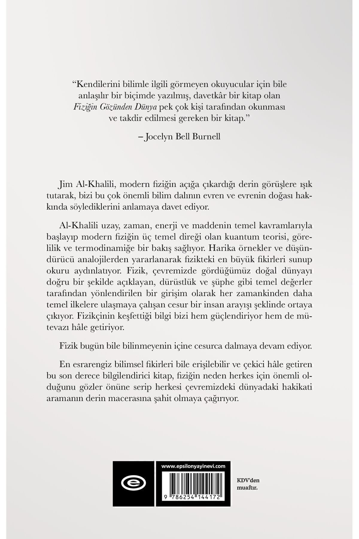 Epsilon Yayınevi Fiziğin Gözünden Dünya Jim Al- Khalili