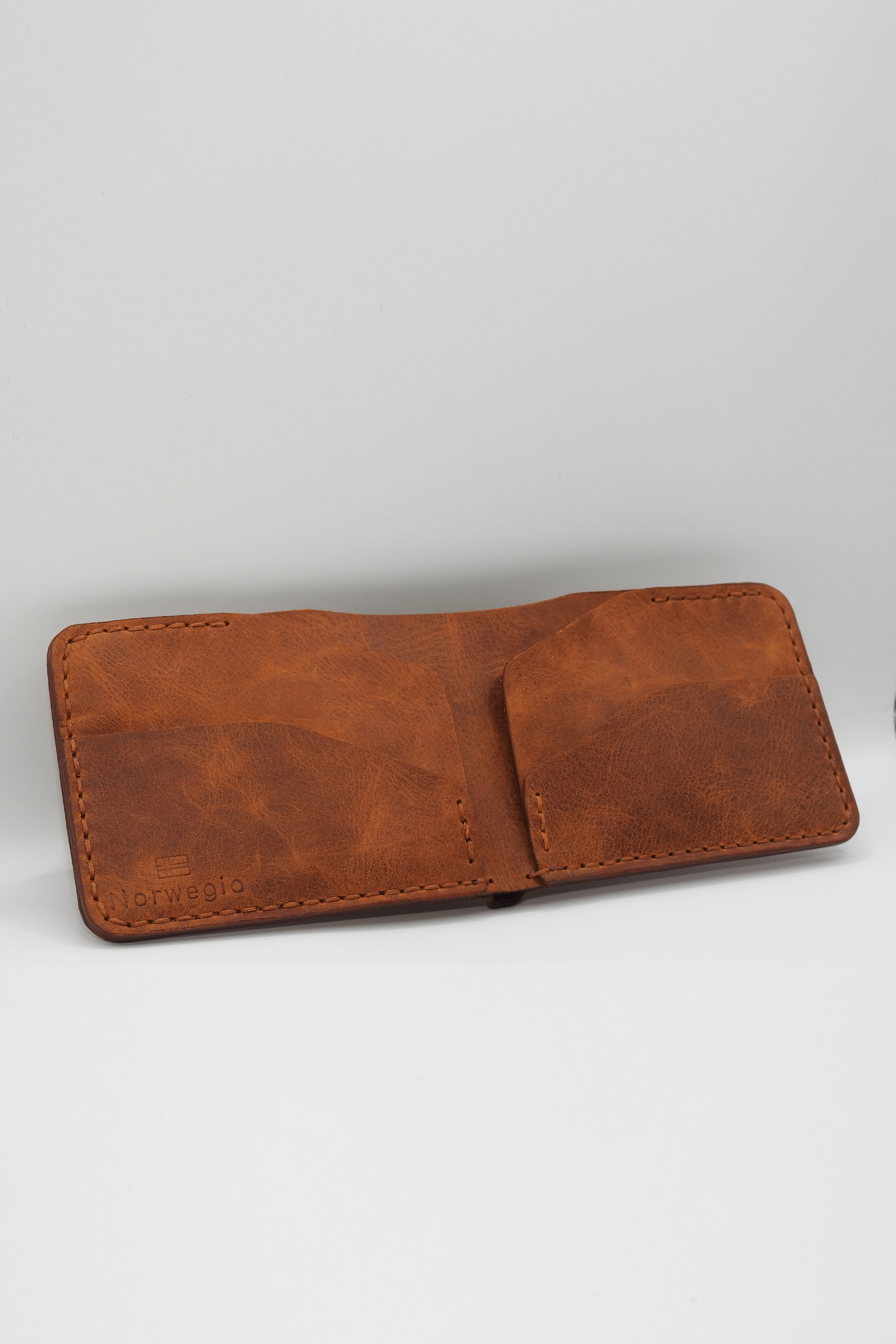 Norwegia Fjord - %100 Hakiki Deri El Yapımı Erkek Cüzdan - Camel