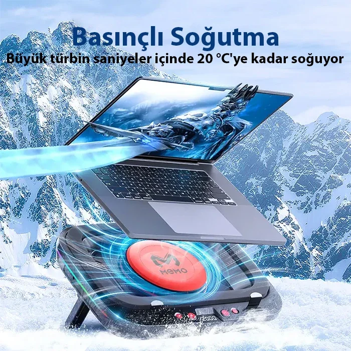 FL08 7 Seviyeli Yükseklik Ayarlı Dizüstü Bilgisayar Soğutucu - Turbo Fan ve RGB LED