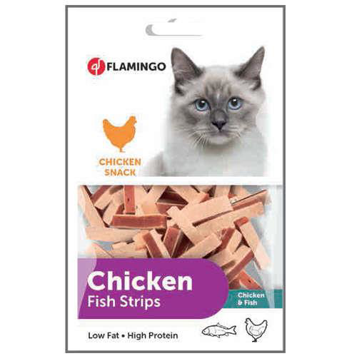 Flamingo Chicken Fish Strips Tavuk ve Balık Etli Kedi Ödülü 85 Gr Flamingo Chicken Fish Strips Tavuk ve Balık Etli Kedi Ödülü 85 Gr