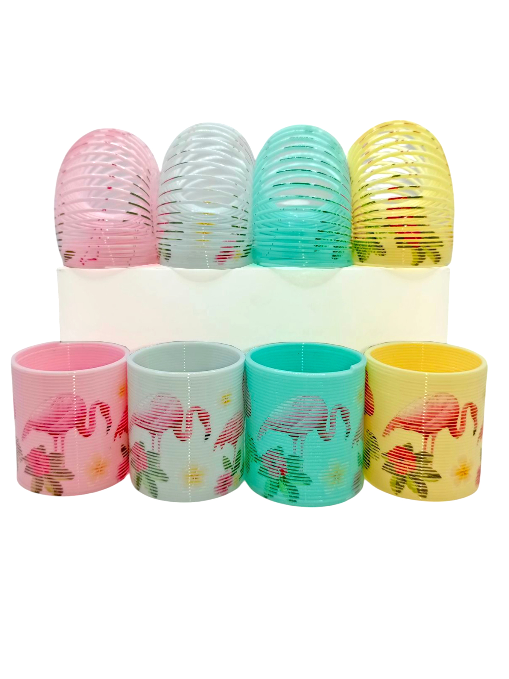 Flamingo Desenli Renkli Stres Yayı Oyuncak Stres Yayı - 5 cm çapı