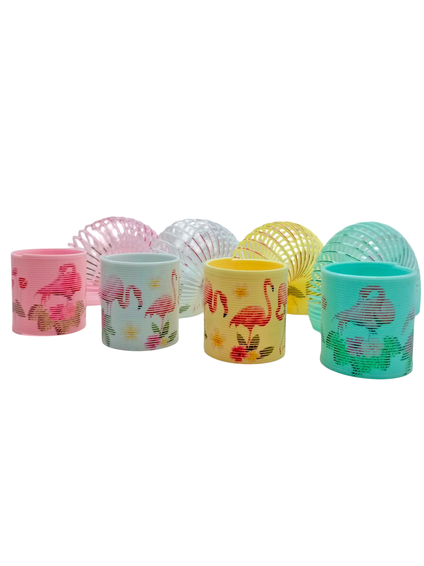 Flamingo Desenli Renkli Stres Yayı Oyuncak Stres Yayı - 5 cm çapı
