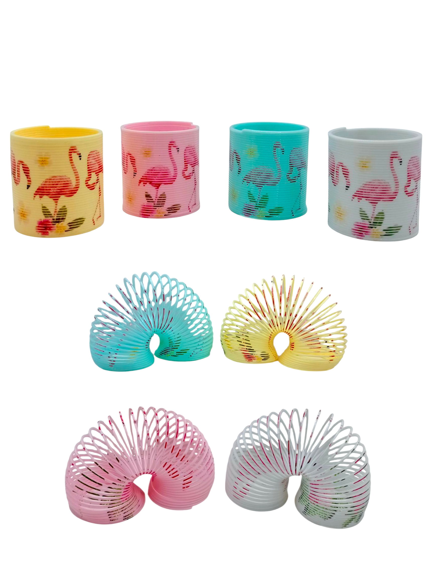 Flamingo Desenli Renkli Stres Yayı Oyuncak Stres Yayı - 5 cm çapı