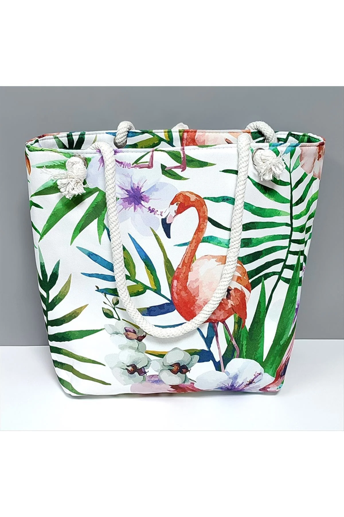 Flamingo Desenli Plaj Çantası