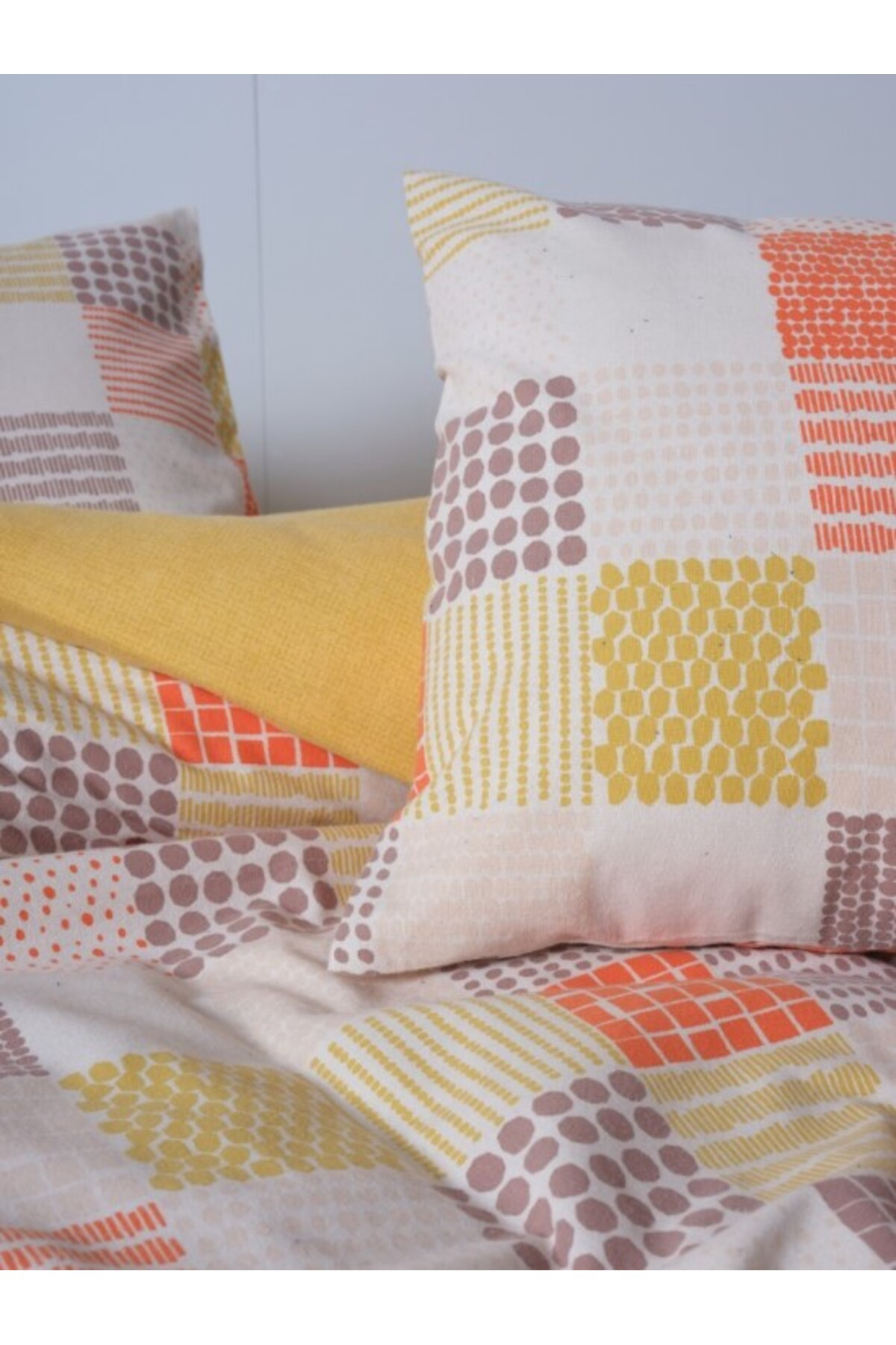 Doremodam Flanel Nev Takımı Çift Kişilik Palm Hardal