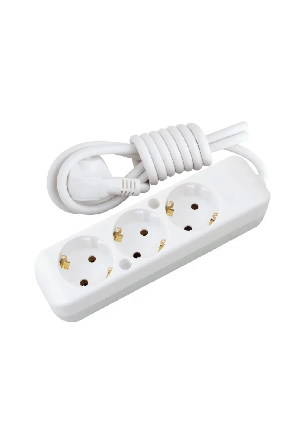 Flash Beyaz 3'lü Topraklı Grup Priz 1 Metre