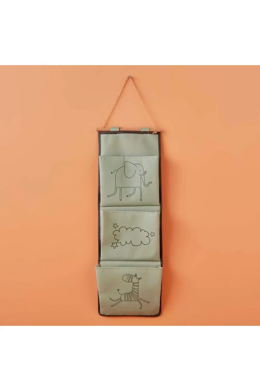 flashtrend Zoo Hayvan Baskılı%70%30 Pamuk Askılı Organizer, Yeşil