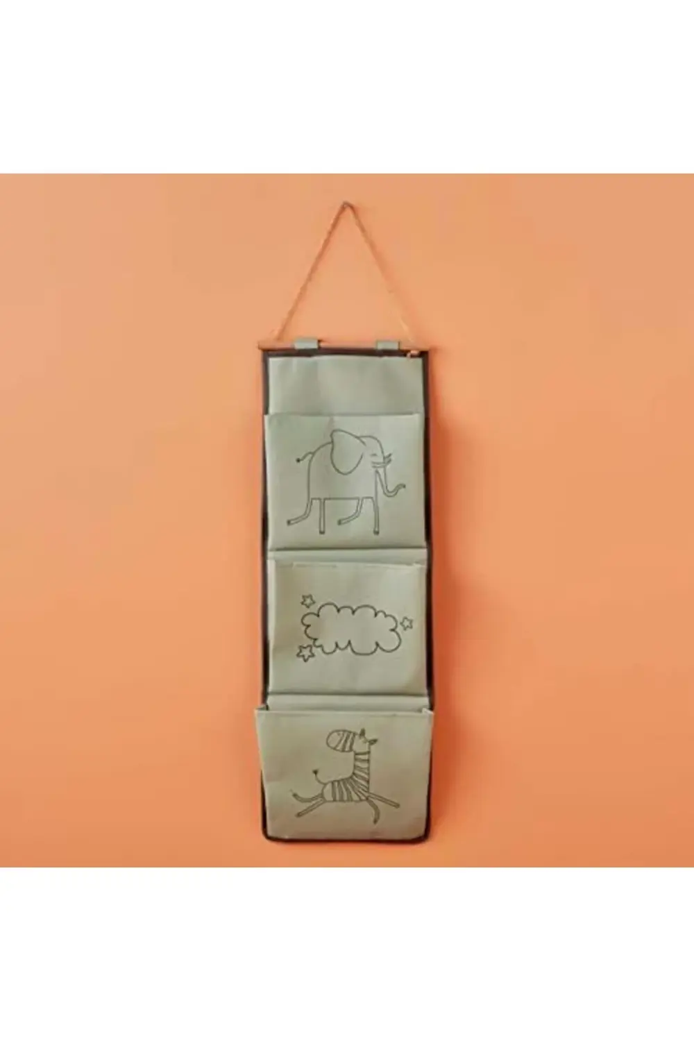 flashtrend Zoo Hayvan Baskılı%70%30 Pamuk Askılı Organizer, Yeşil