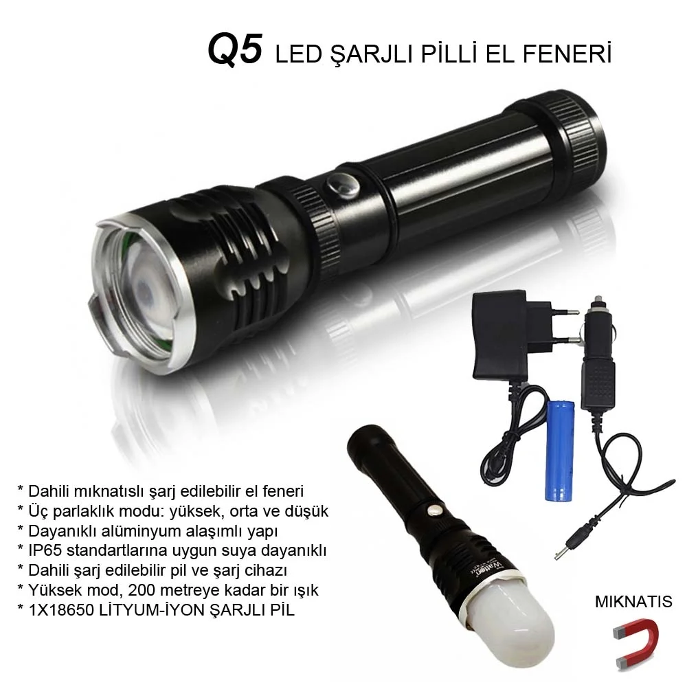 Flaşörlü Uzun Mesafeli Şarjlı Pilli Mıknatıslı El Feneri Wt-282 Flaşörlü Uzun Mesafeli Şarjlı Pilli Mıknatıslı El Feneri Wt-282