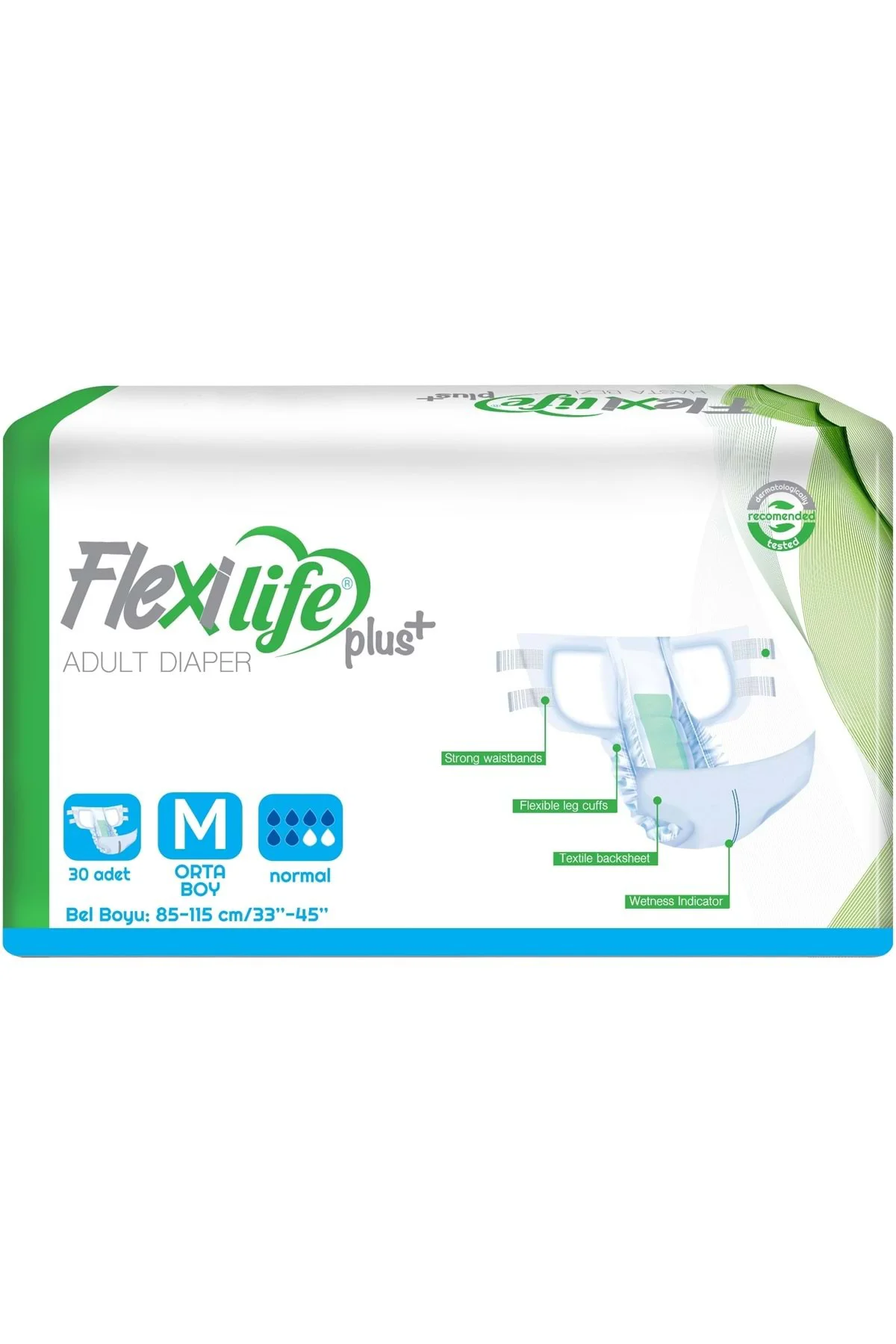 Flexi Life Yetişkin Hasta Bezi Bel Bantlı Tekstil Yüzeyli Medium 