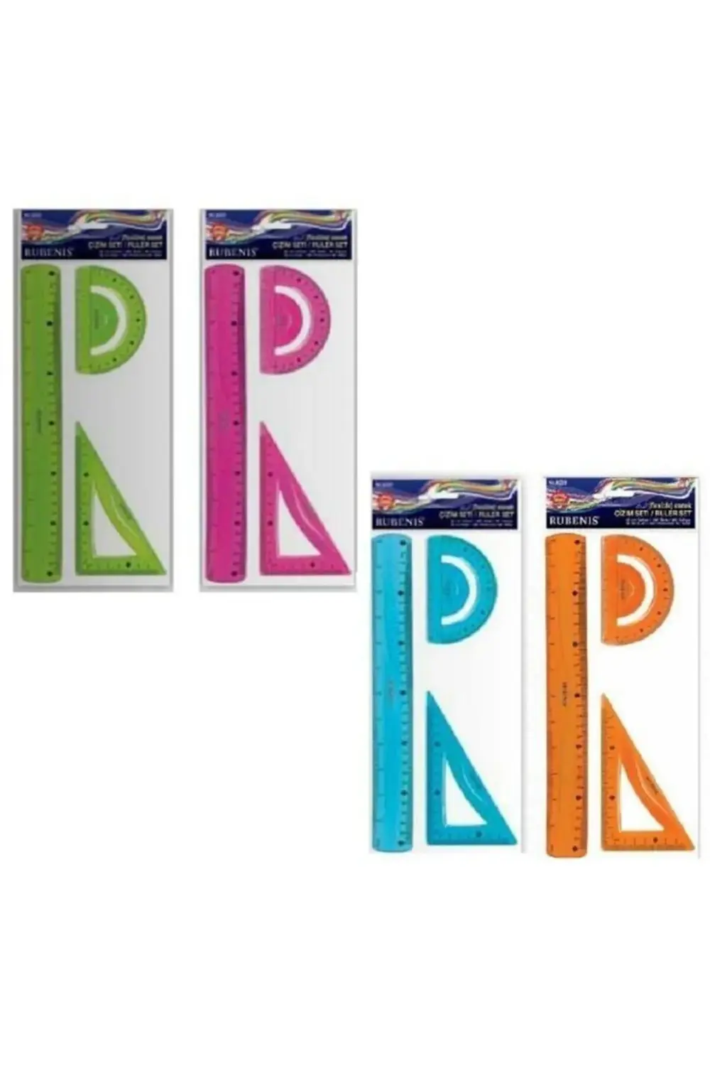 Flexible Esnek Silikonlu (kırılmaz) Çizim Seti Cetvel Seti