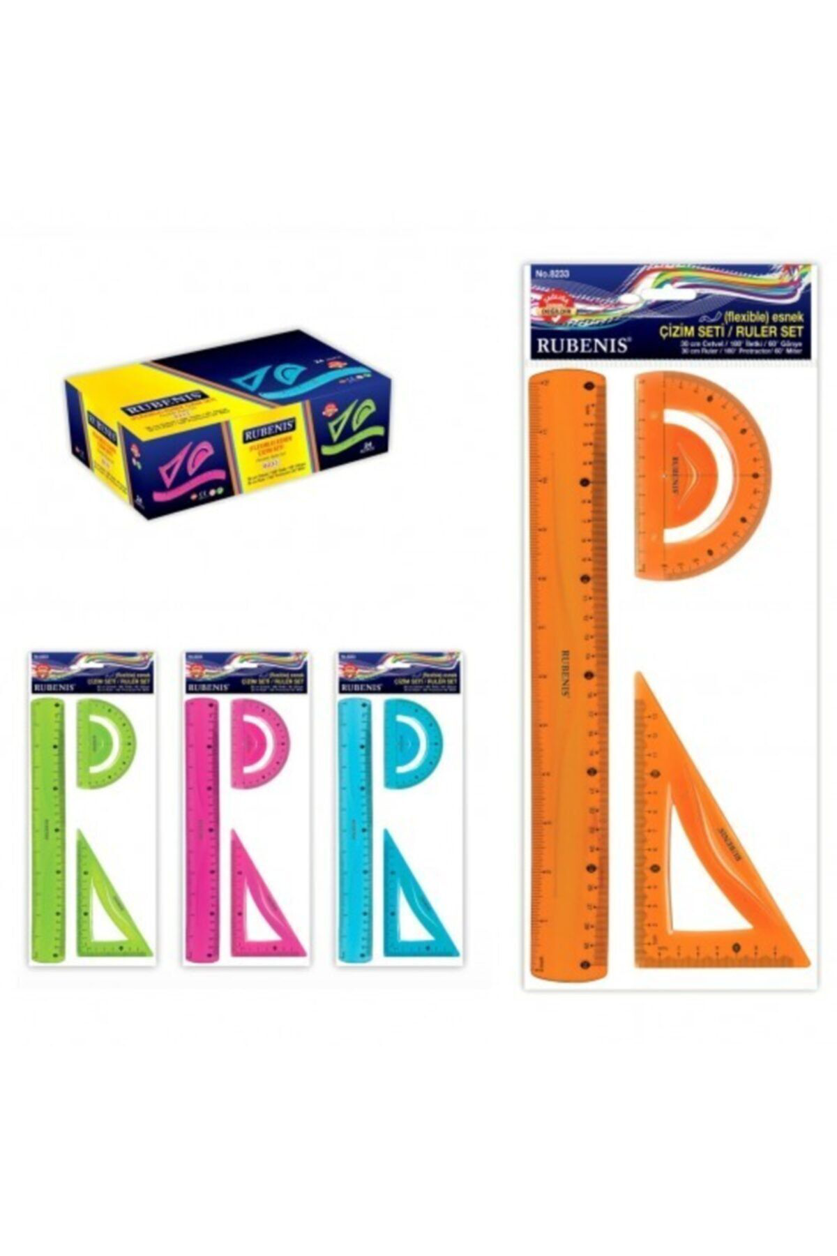 Rubenis Flexıble (Kırılmaz) Çizim Cetvel Seti Mavi