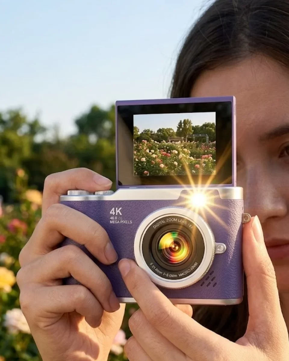 Flip Ekranlı Dijital Kamera 4K Video 48MP Güzelleştirme Modu - Kompakt ve Hafif Tasarım