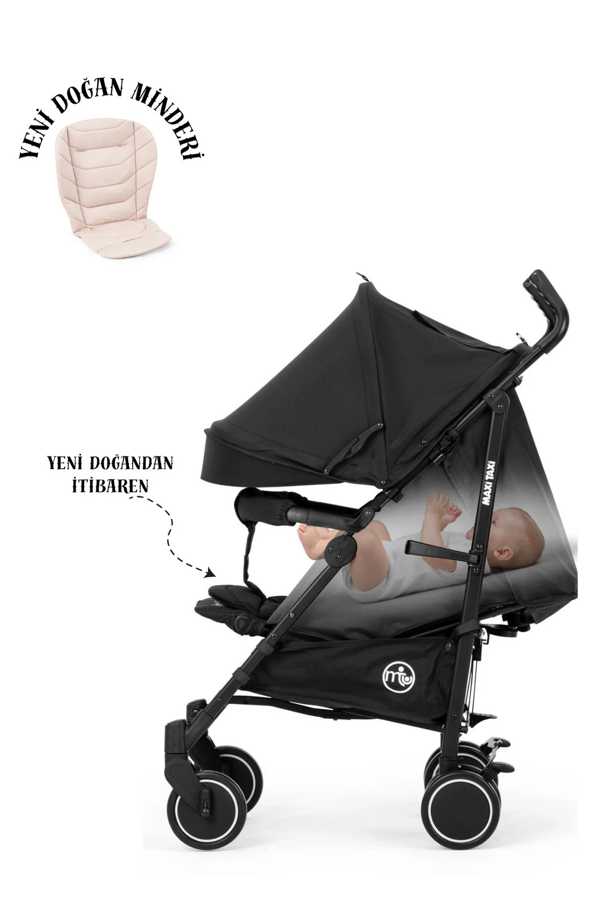 Floki Tam Yatarlı Alüminyum Baston Bebek Arabası