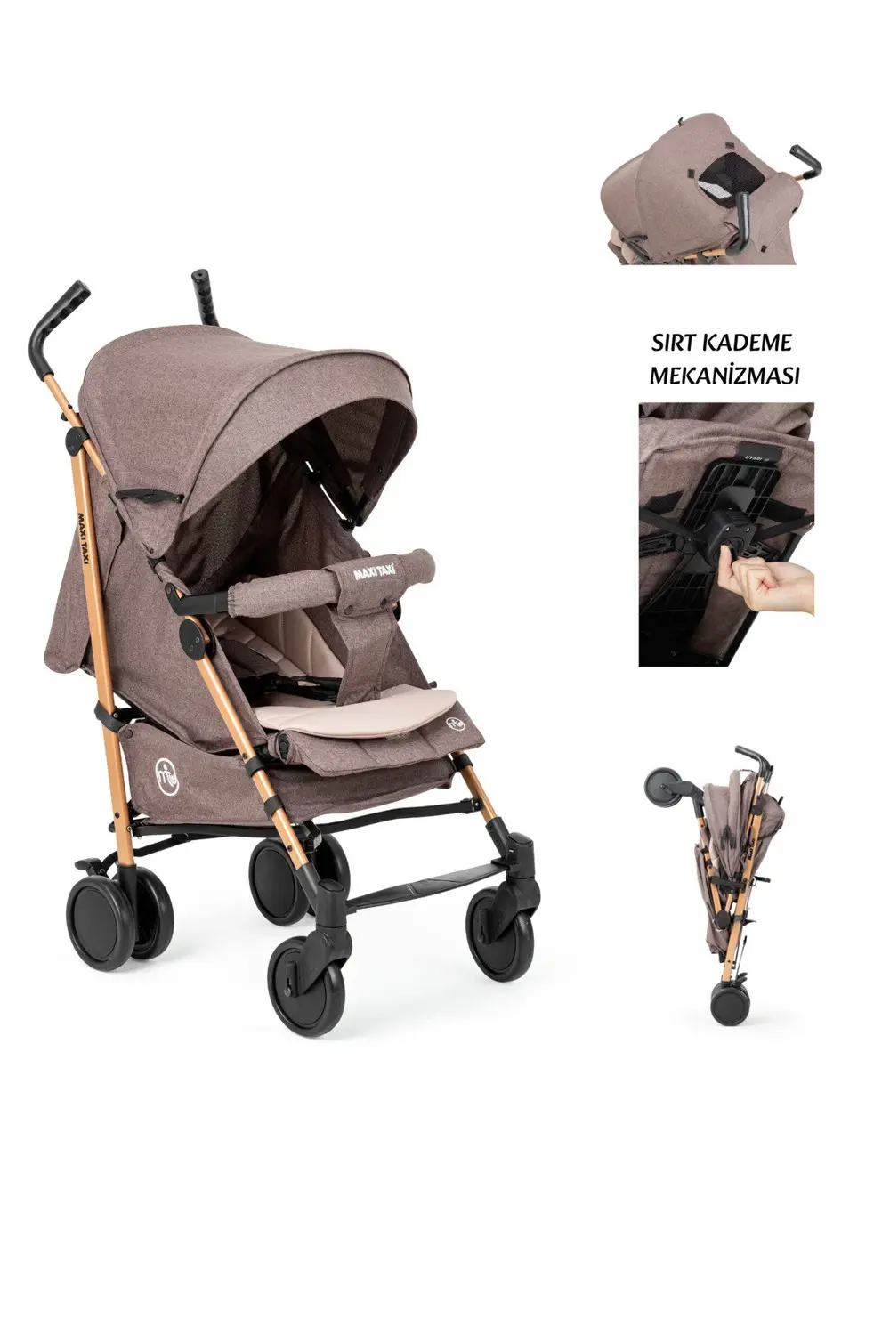 Floki Tam Yatarlı Alüminyum Baston Bebek Arabası