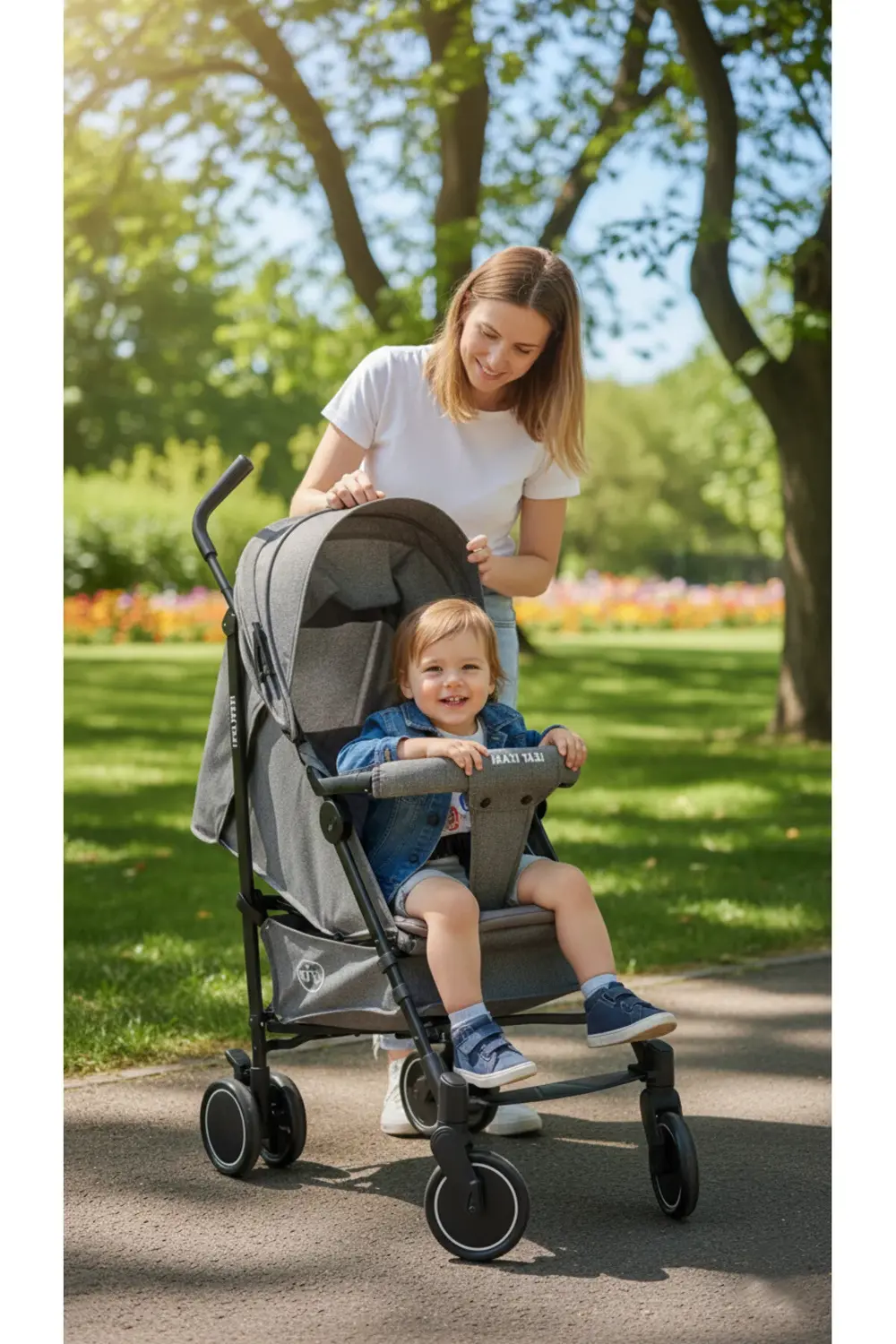 Floki Tam Yatarlı Alüminyum Baston Bebek Arabası