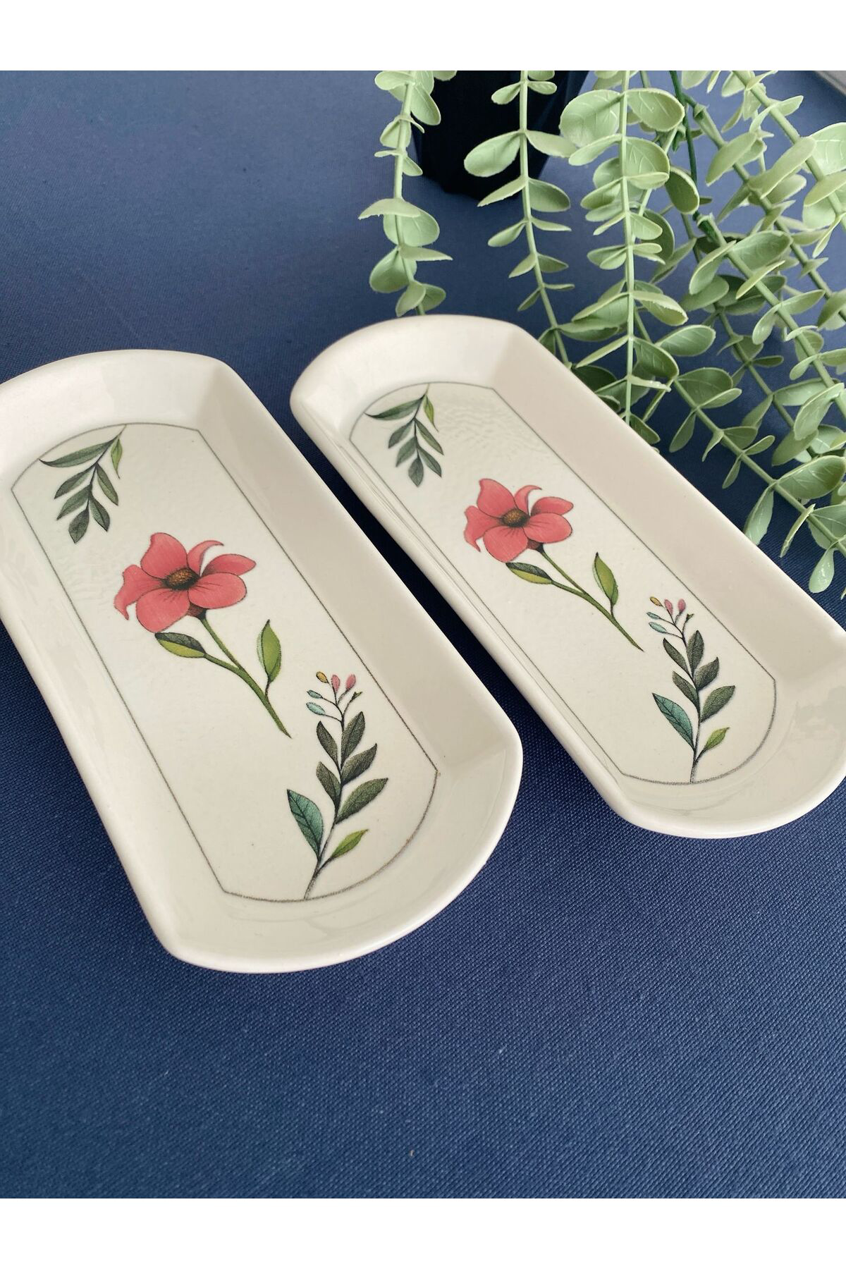 Flora 2 Adet Oval Kahvaltı Sunum Tabağı