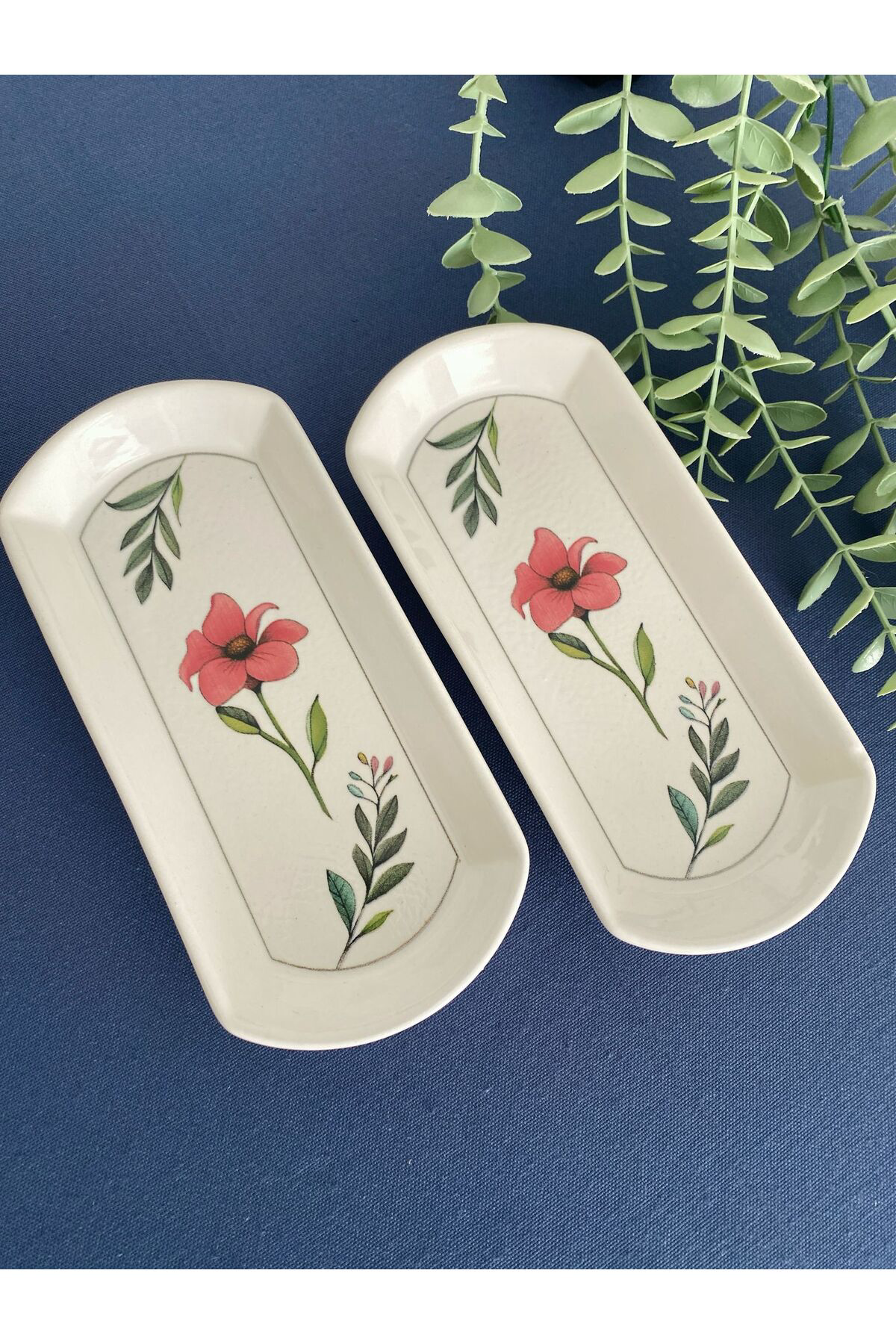 Flora 2 Adet Oval Kahvaltı Sunum Tabağı