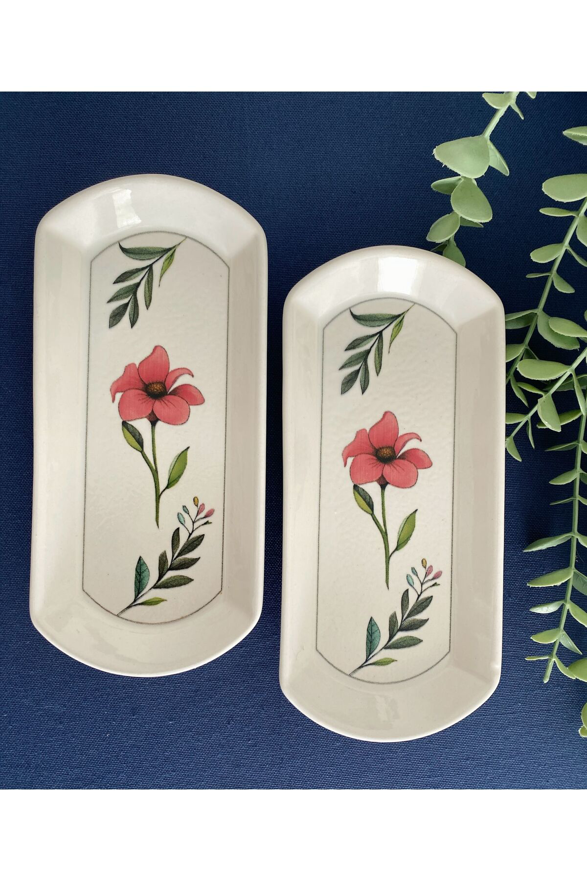 Flora 2 Adet Oval Kahvaltı Sunum Tabağı