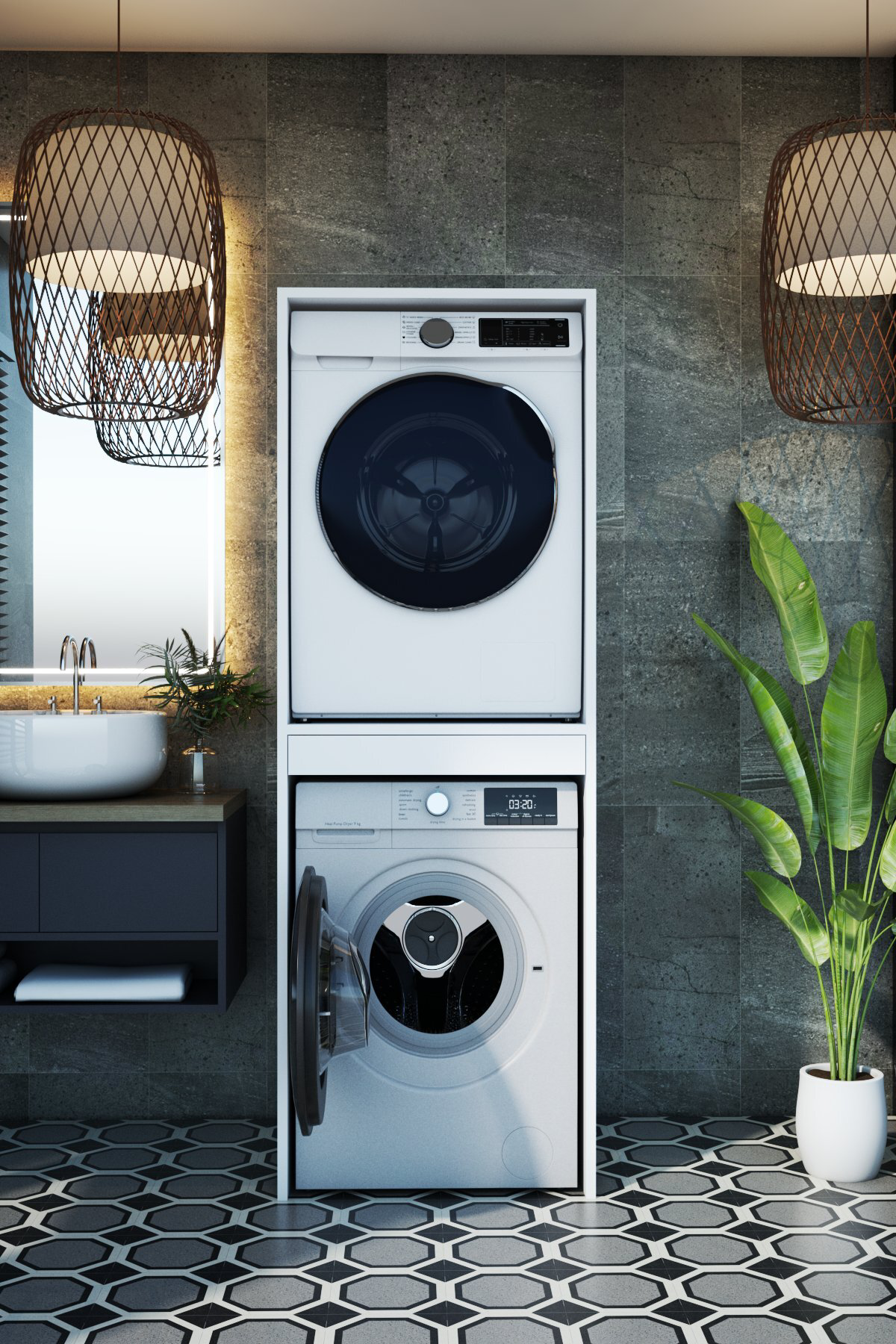 Flora Çekmeceli Çamaşır Ve Kurutma Makinesi Dolabı