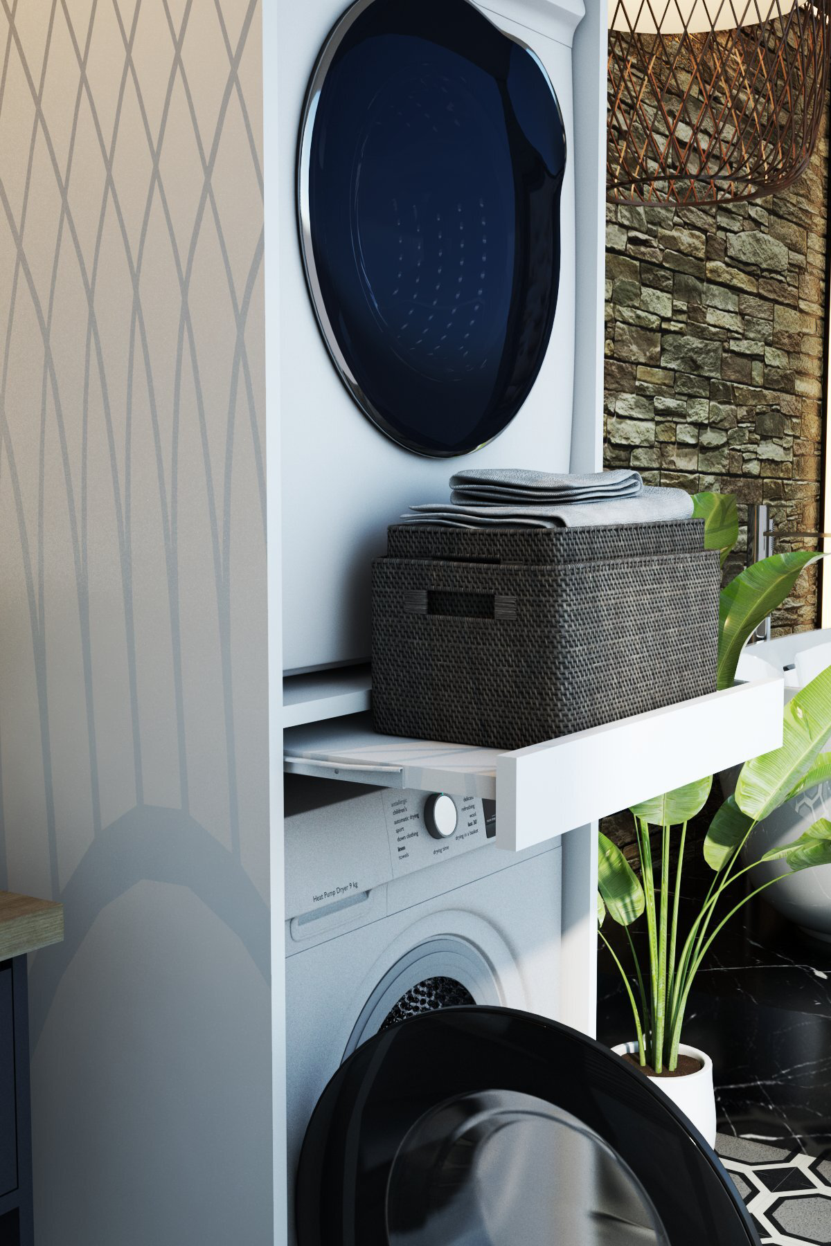 Flora Çekmeceli Çamaşır Ve Kurutma Makinesi Dolabı