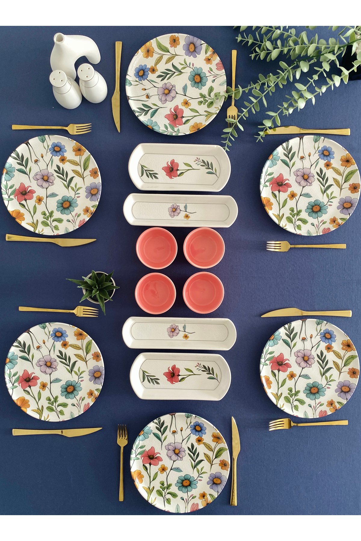 Flora model 6 kişilik 14 parça kahvaltı takımı (pembe)