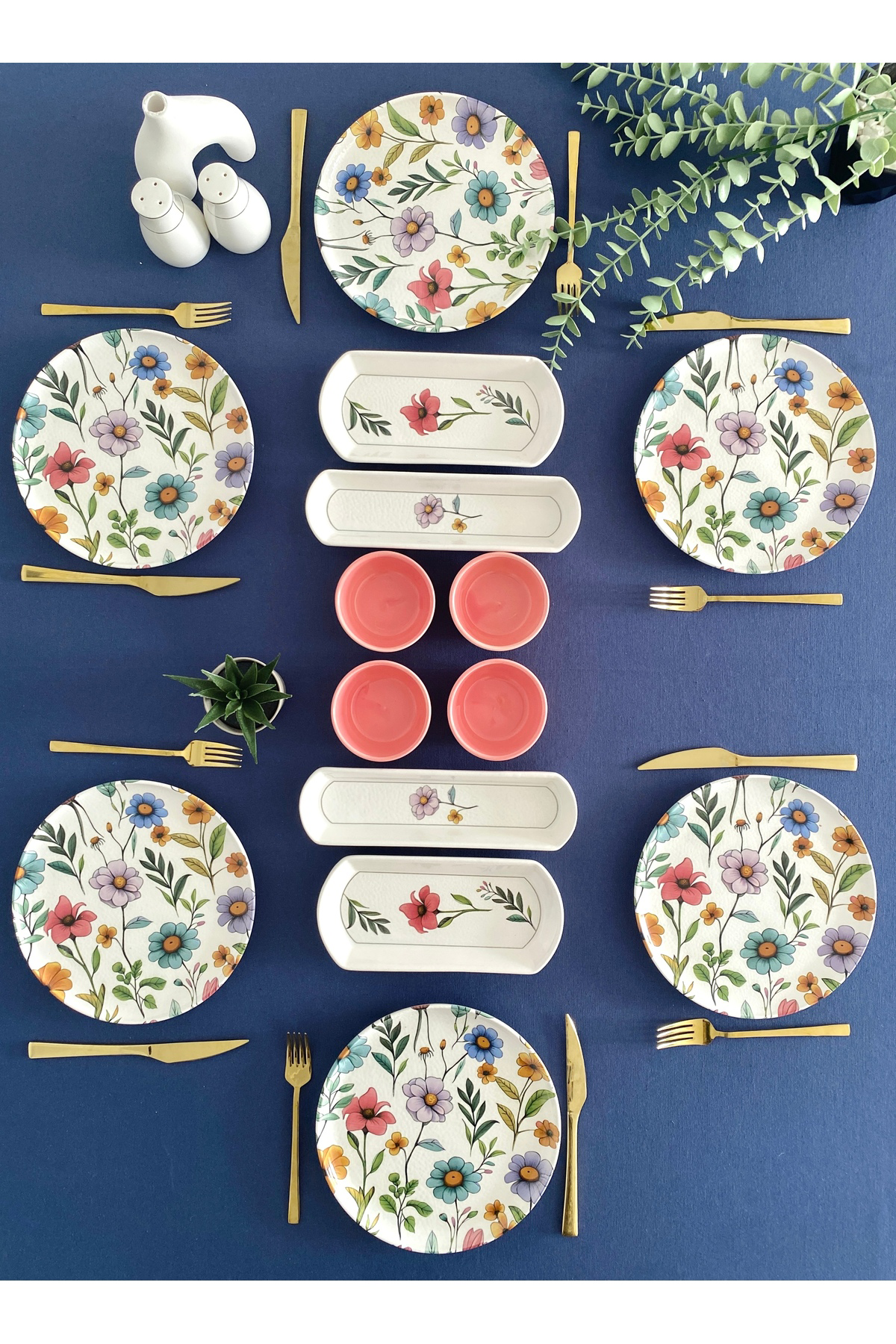 Flora model 6 kişilik 14 parça kahvaltı takımı (pembe)