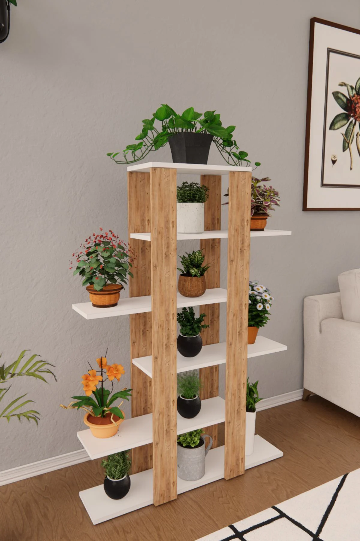 Flora Saksı Standı Saksılık Dekoratif Çiçeklik Rafı Dekoratif Boy